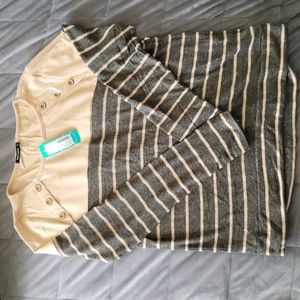 Pink Clover Olive and Beige striped top